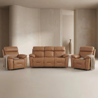 Renato Genuine Leather Caramel Electric Power Recliner 3+1+1 Seater Sofa Set - Furniture Instore
