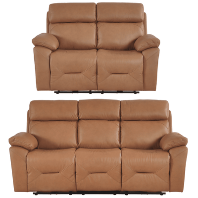Renato Genuine Leather Caramel Electric Power Recliner 3+2 Seater Sofa Set