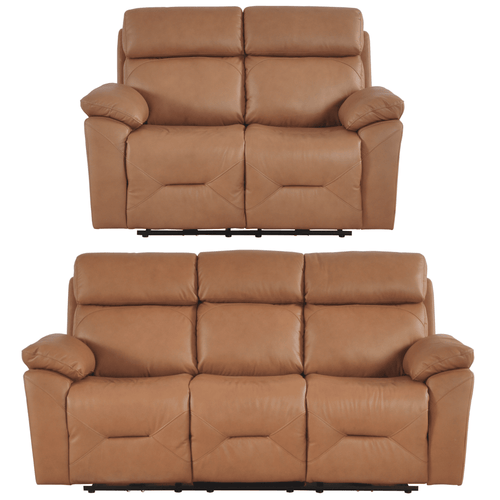 Renato Genuine Leather Caramel Electric Power Recliner 3+2 Seater Sofa Set