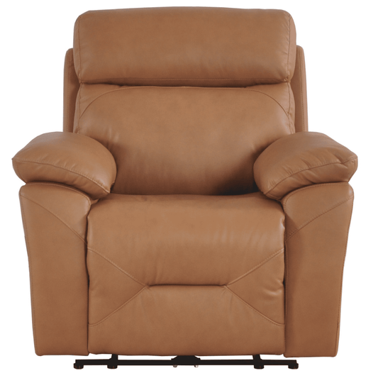Brown leather recliner chair on a white background