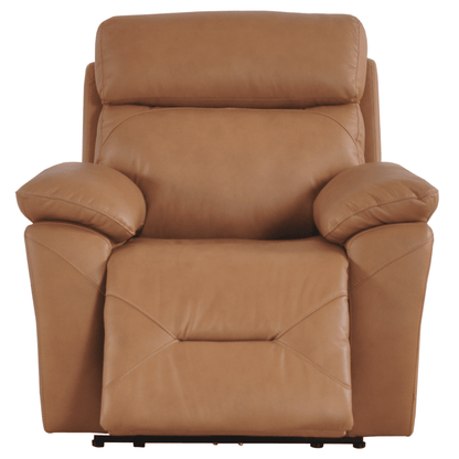 Brown leather recliner chair on a white background