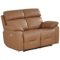 Brown leather reclining sofa on a white background