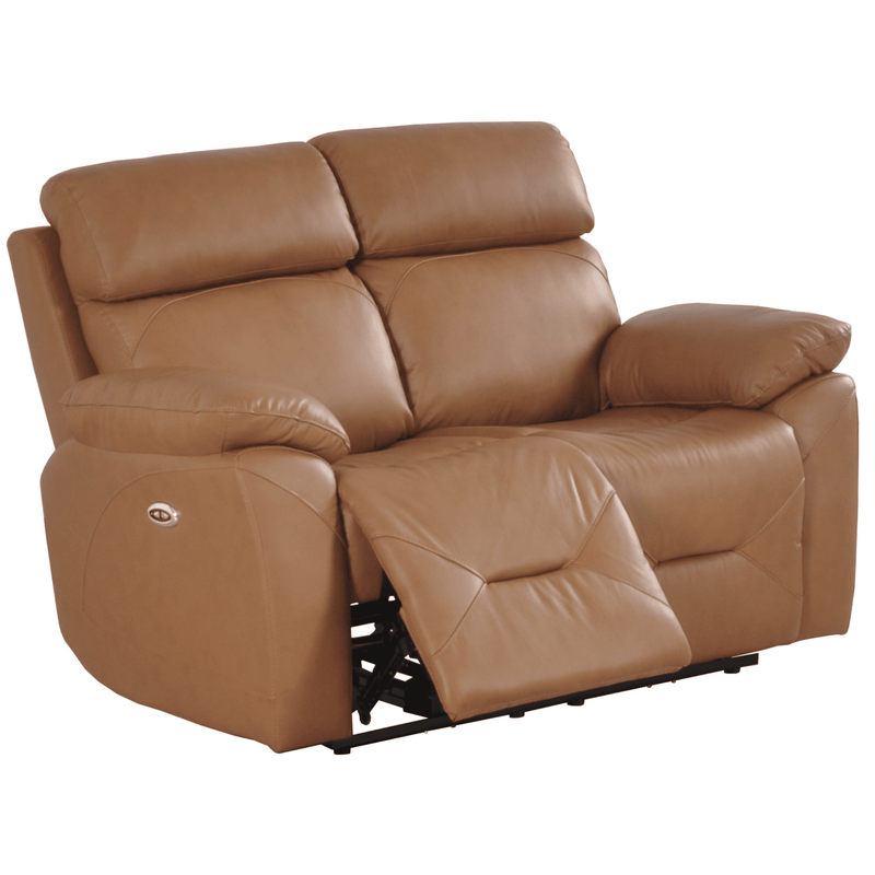 Brown leather reclining sofa on a white background