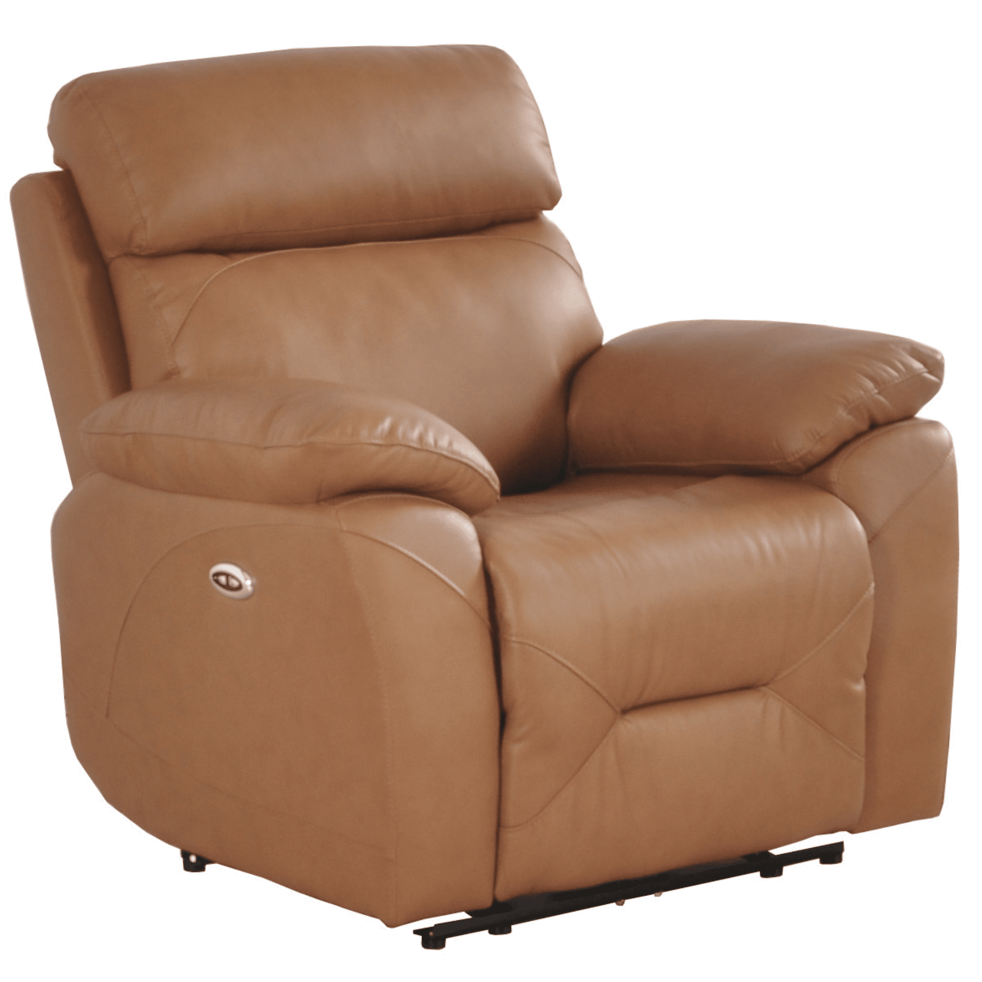 Brown leather recliner chair on a white background