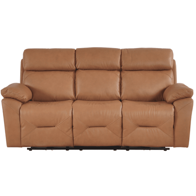 Renato Genuine Leather Caramel Electric Power Recliner 3 Seater Sofa