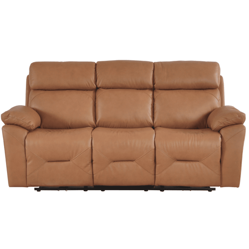 Renato Genuine Leather Caramel Electric Power Recliner 3 Seater Sofa
