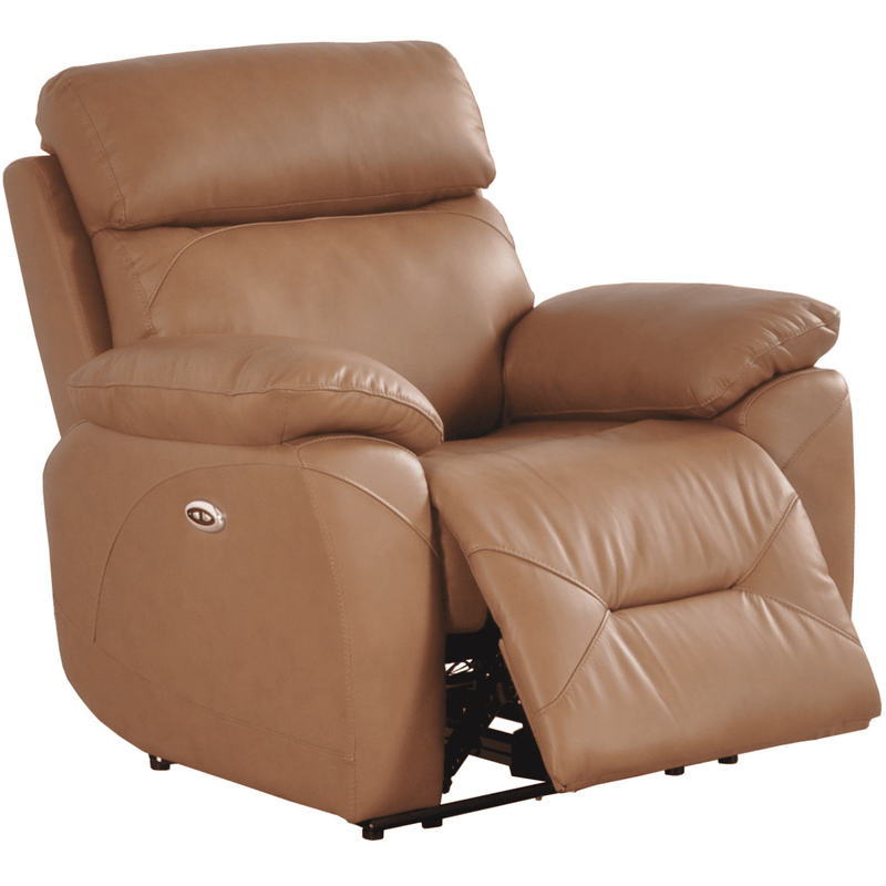 Brown leather recliner chair on a white background