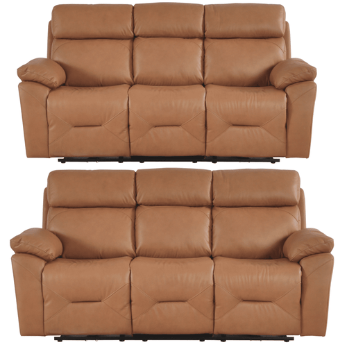 Renato Genuine Leather Caramel Electric Power Recliner 3+3 Seater Sofa Set