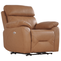 Brown leather recliner chair on a white background