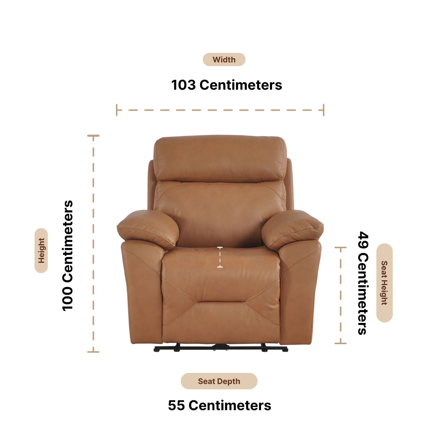 Caramel recliner chair dimensions