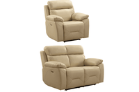 Renato Genuine Leather Cream Electric Power Recliner 2+1 Seater Sofa Set
