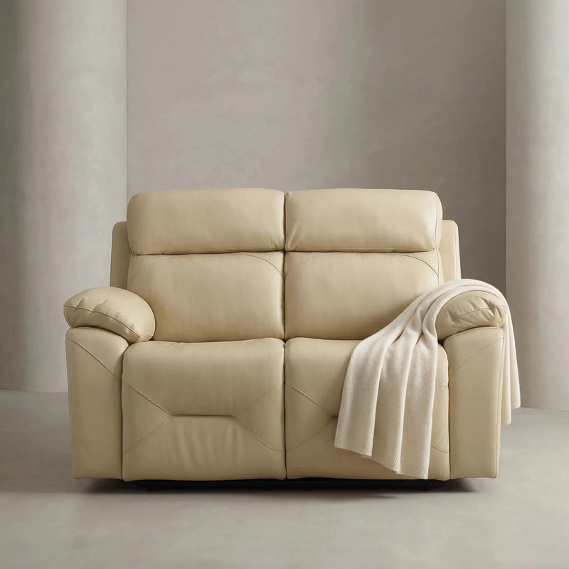 Renato Genuine Leather Cream Electric Power Recliner 2 Seater - Furniture Instore