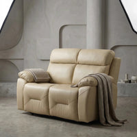 Renato Genuine Leather Cream Electric Power Recliner 2 Seater - Furniture Instore