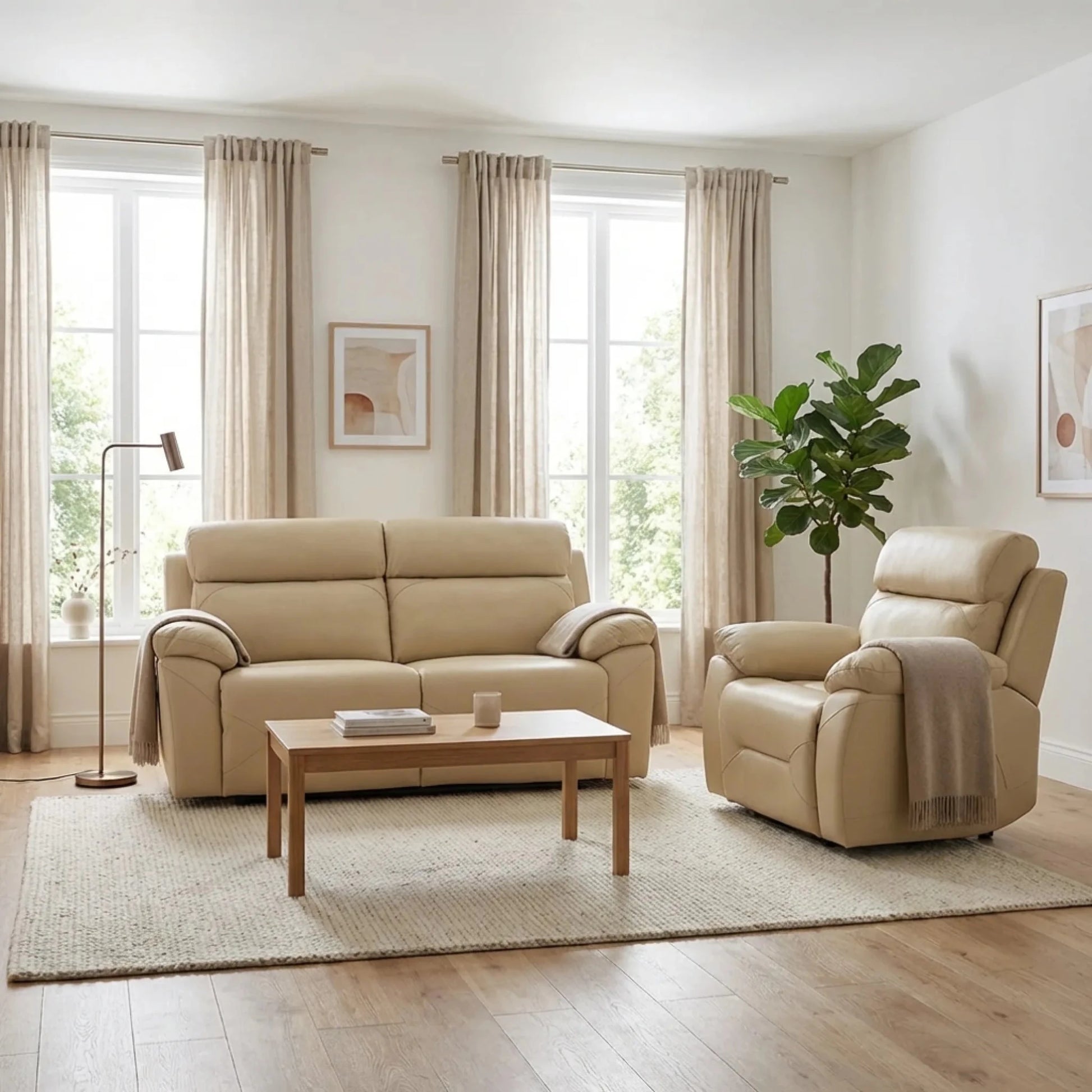Genuine leather 2 1 seater sofa