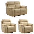 Renato Genuine Leather Cream Electric Recliner 2+1+1 Seater