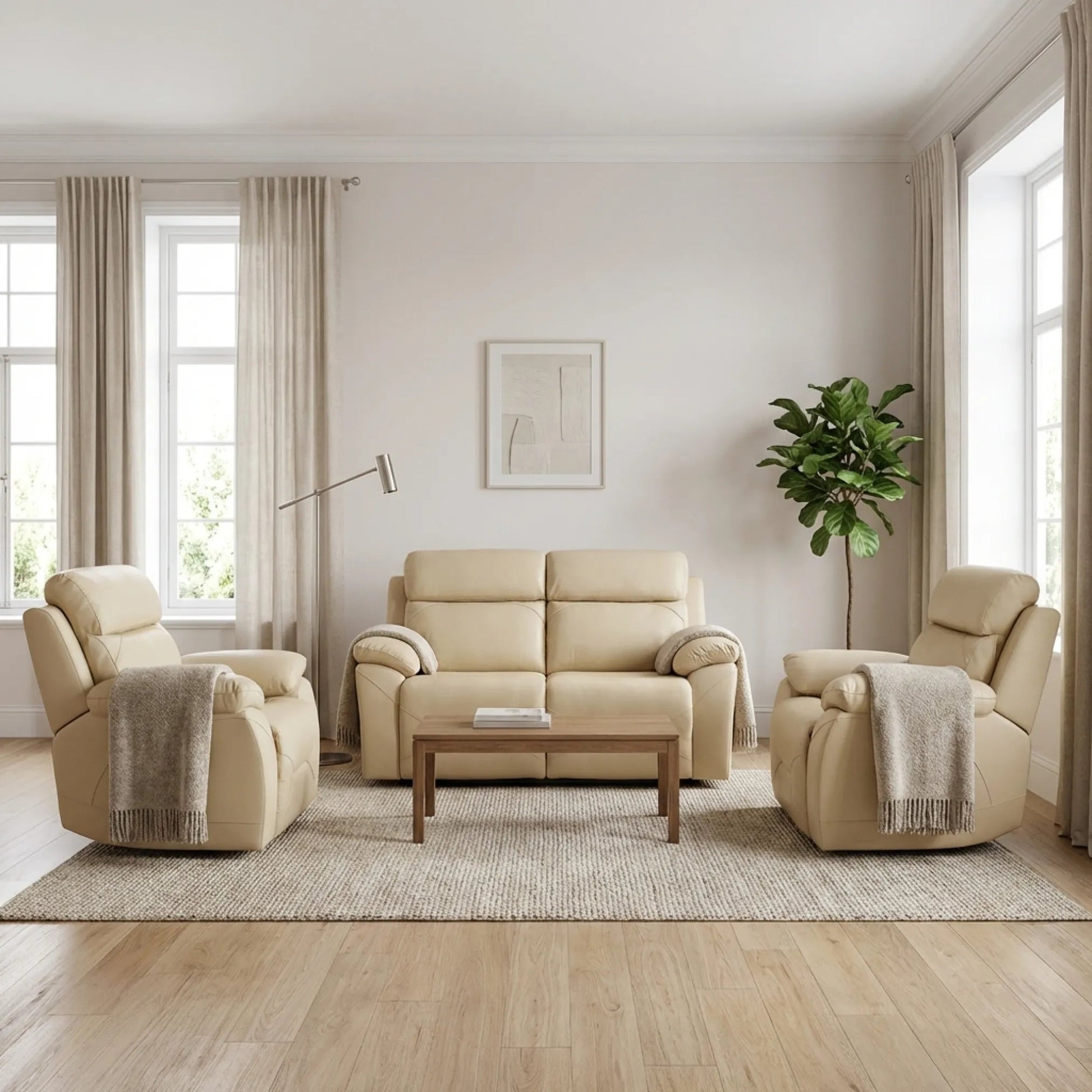 Power recliner sofa cream