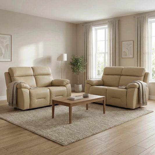 Power recliner sofa cream