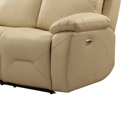 Renato Genuine Leather Cream Electric Power Recliner 3 Seater - Furniture Instore