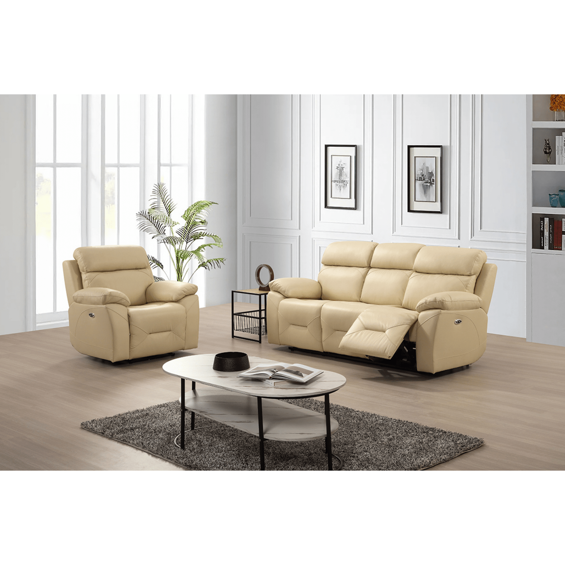 Renato Cream 3+1 sofa set in a contemporary living room setting with natural light