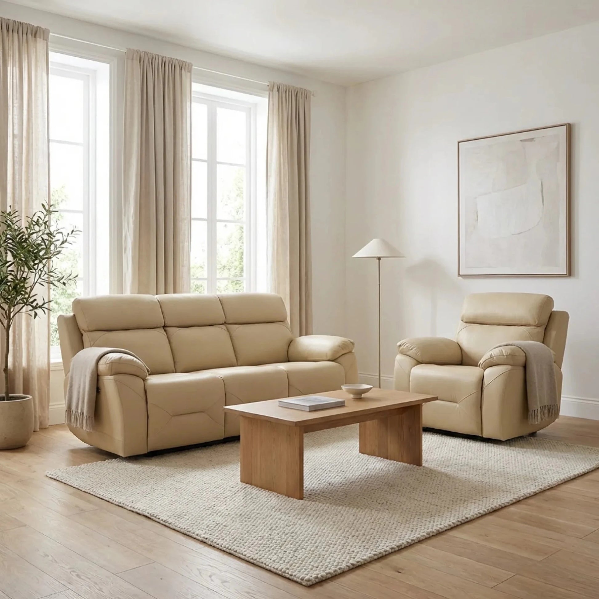 Genuine leather 3 1 seater sofa
