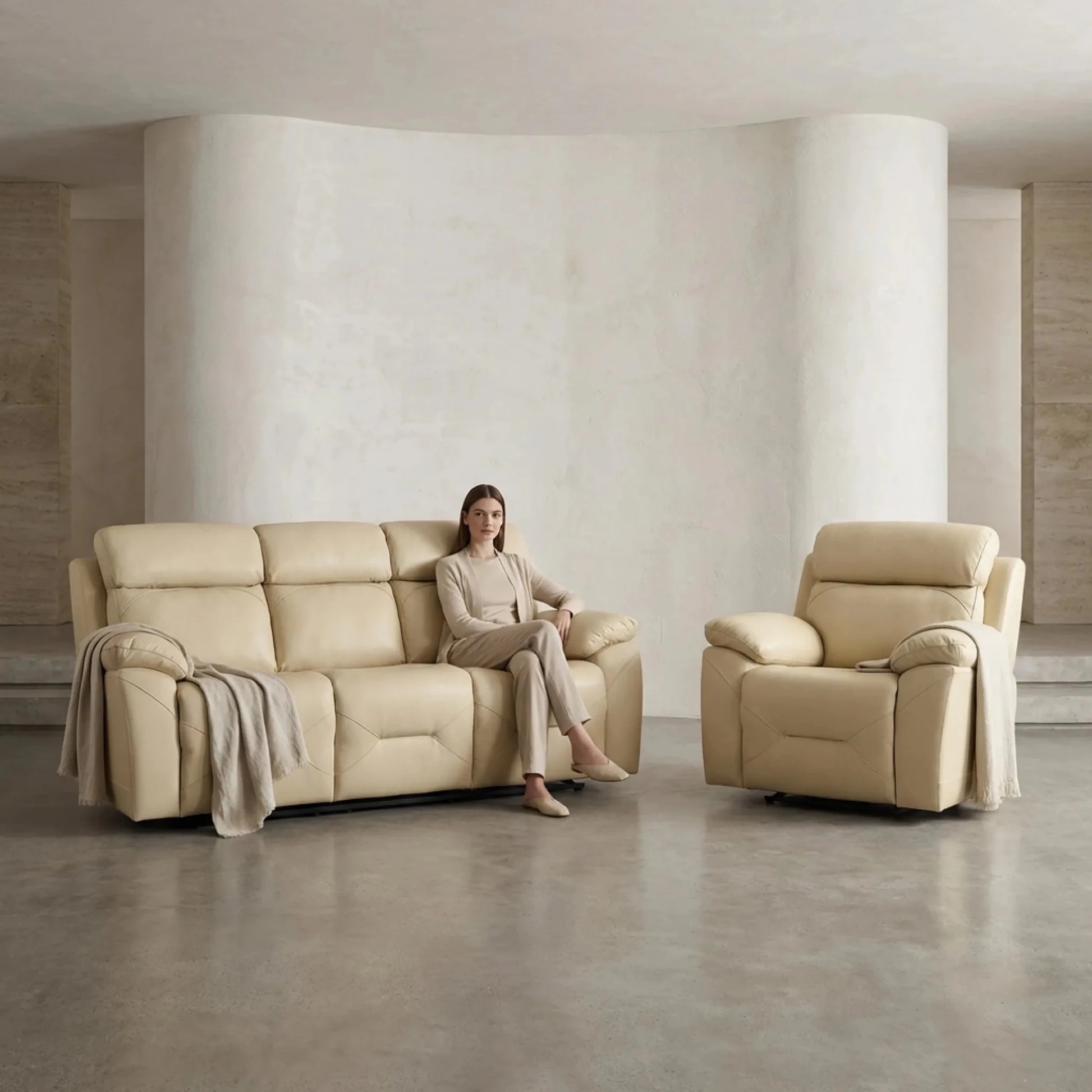 Luxury cream sofa seating