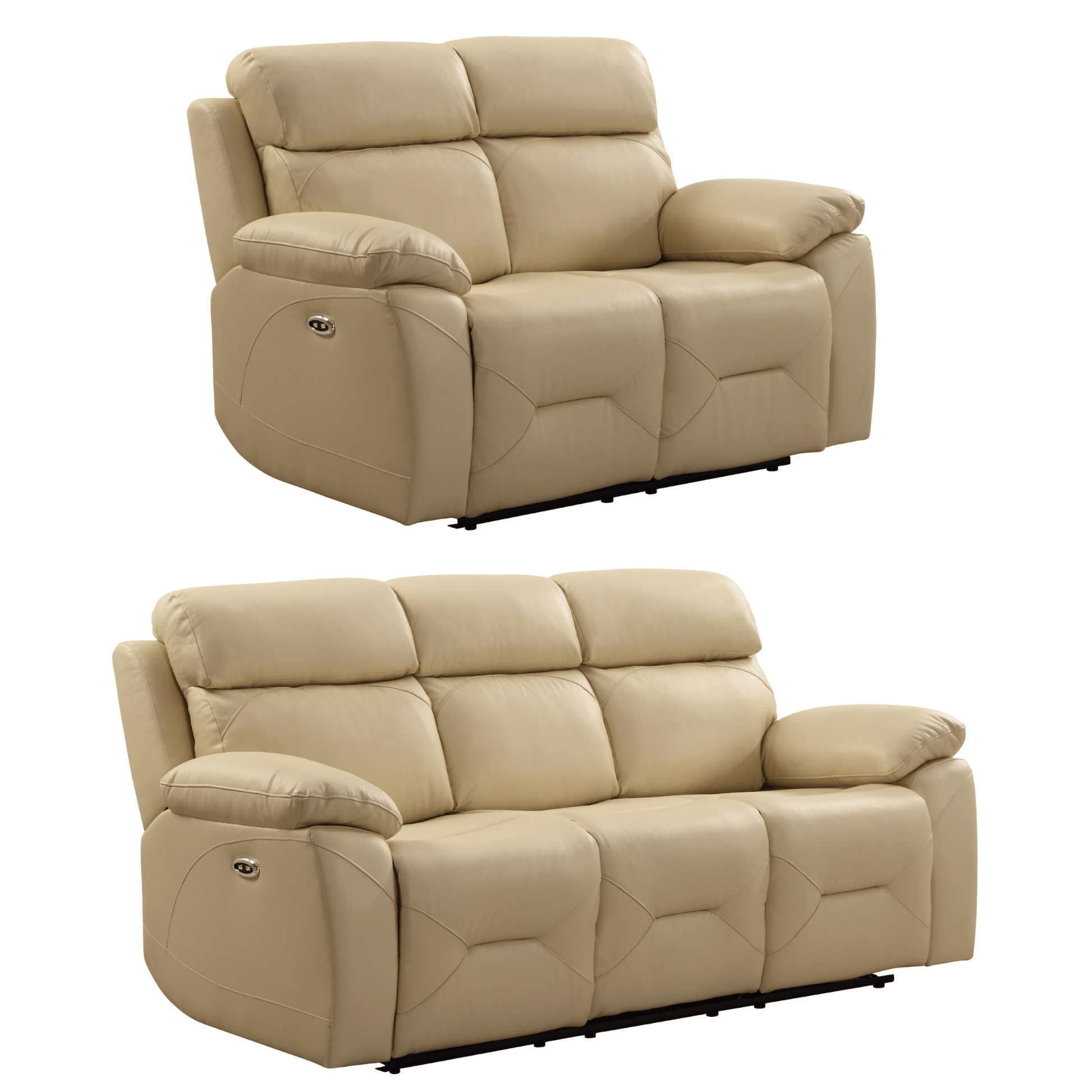 Renato Cream 3+2 sofa set on a white background with soft, textured fabric upholstery and clean design