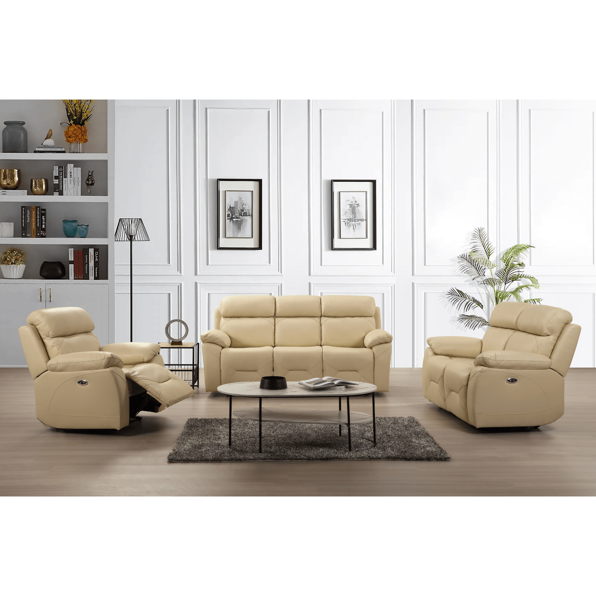 Renato Cream 3+2+1 sofa set in a modern living room setting