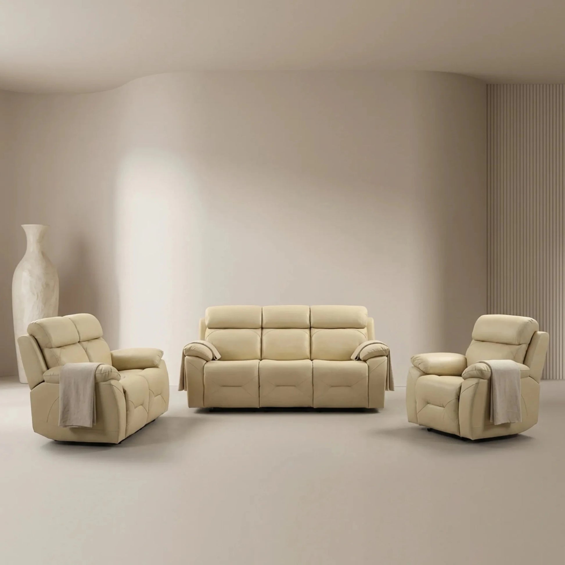 Cream electric recliner set