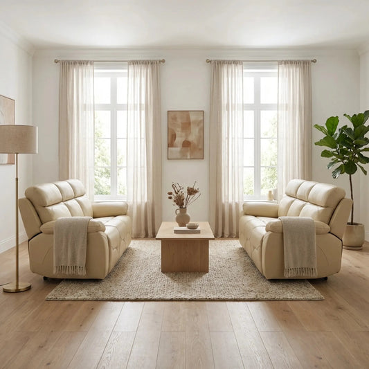 Power recliner sofa cream