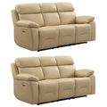 Renato Genuine Leather Cream Electric Recliner 3+3 Sofa Set