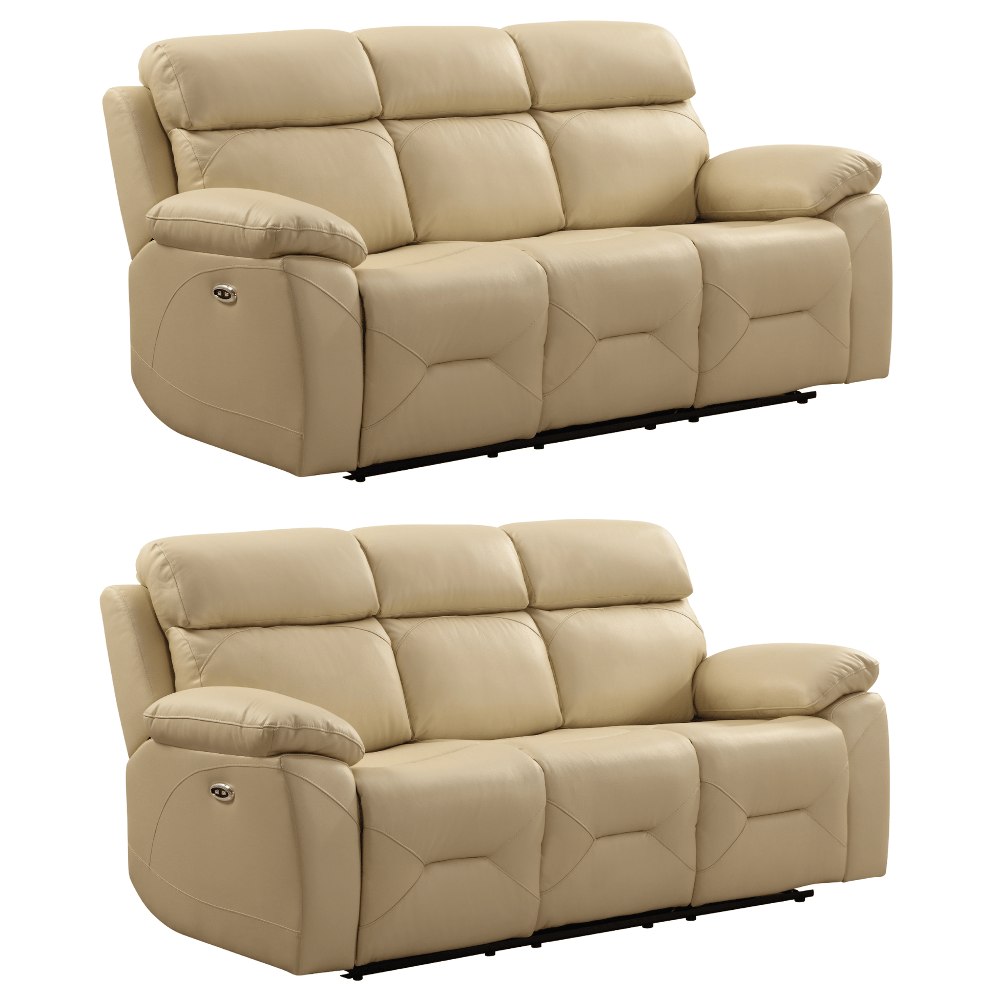 Renato Cream 3+3 sofa set on a white background with soft fabric upholstery