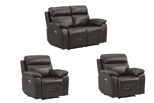 Renato Genuine Leather Grey Electric Power Recliner 2+1+1 Seater Sofa Set