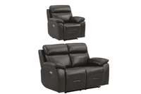 Renato Genuine Leather Grey Electric Power Recliner 2+1 Seater Sofa Set