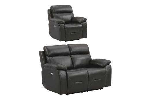 Renato Genuine Leather Grey Electric Power Recliner 2+1 Seater Sofa Set