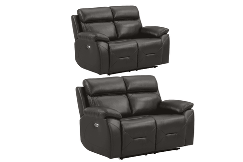 Renato Genuine Leather Grey Electric Power Recliner 2+2 Seater Set