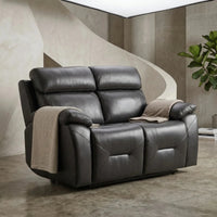 Renato Genuine Leather Grey Electric Power Recliner 2 Seater - Furniture Instore