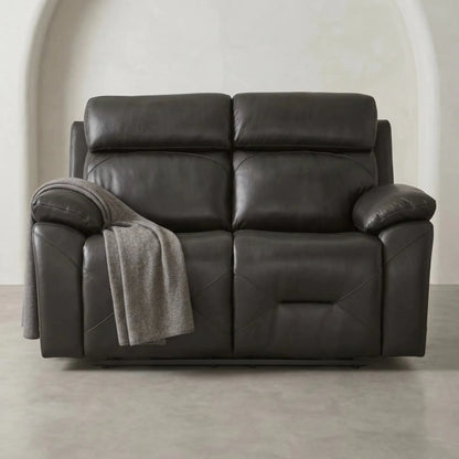 Renato Genuine Leather Grey Electric Power Recliner 2 Seater - Furniture Instore