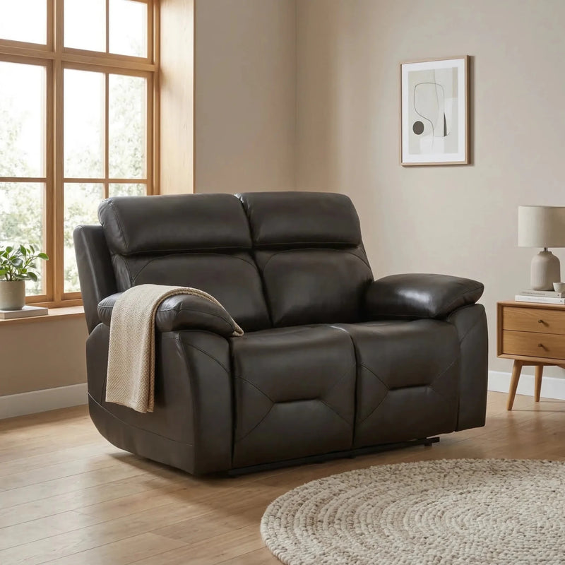 Renato Genuine Leather Grey Electric Power Recliner 2 Seater - Furniture Instore