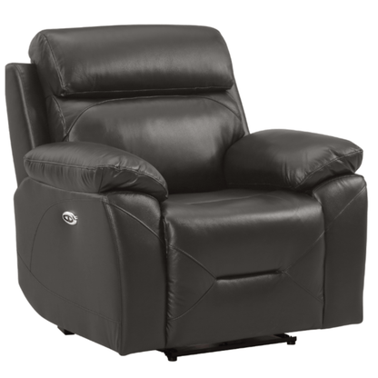 Black leather recliner chair on a white background