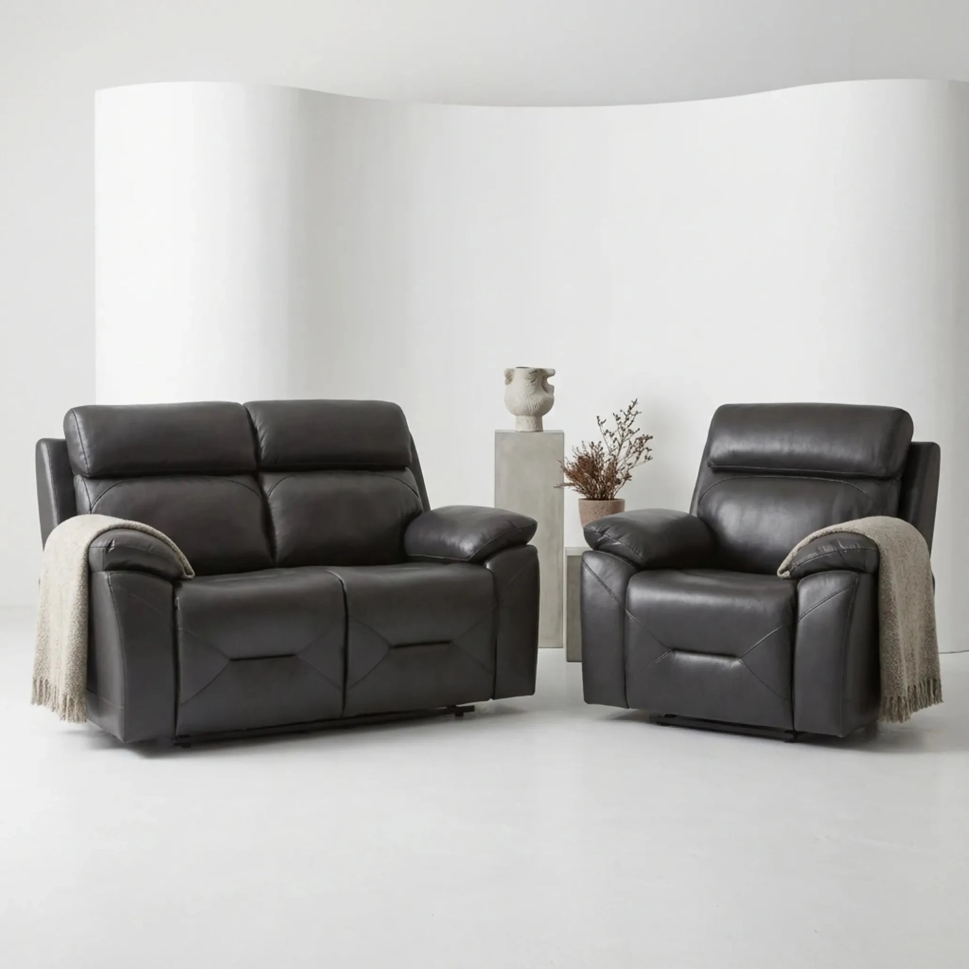 Genuine leather 2 1 seater sofa