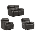 Renato Genuine Leather Grey Electric Recliner 2+1+1 Seater