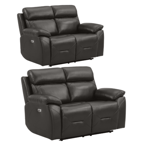 Renato Genuine Leather Grey Electric Power Recliner 2+2 Seater Set