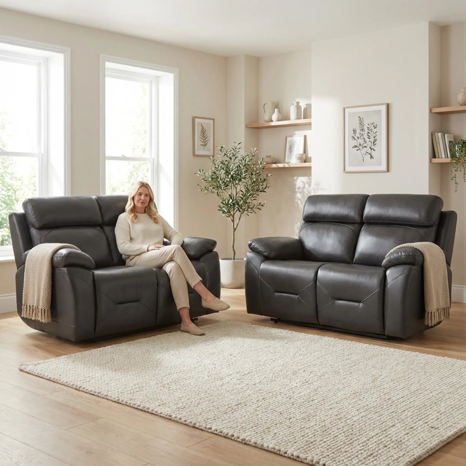 Power recliner sofa grey