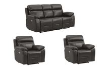 Renato Genuine Leather  Grey Electric Power Recliner 3+1+1 Seater Sofa Set