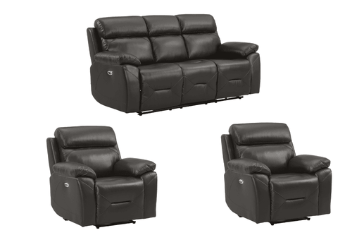Renato Genuine Leather  Grey Electric Power Recliner 3+1+1 Seater Sofa Set