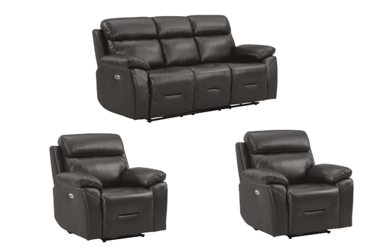 Renato Genuine Leather  Grey Electric Power Recliner 3+1+1 Seater Sofa Set