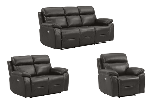 Renato Genuine Leather  Grey Electric Power Recliner 3+2+1 Seater Sofa Set
