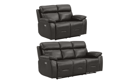 Renato Genuine Leather Grey Electric Power Recliner 3+2 Seater Set