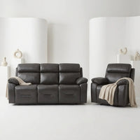 Renato Genuine Leather Grey Electric Power Recliner 3+1 Seater Sofa Set - Furniture Instore