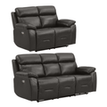 Renato Genuine Leather Grey Electric Recliner 3+2 Seater